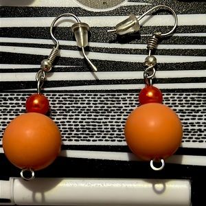 Homemade Orange Bubble Earrings